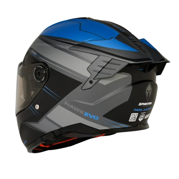 CASCO INTEGRAL SPARTAN DOBLE VISOR HAWK EVO DARKJS GRIS NEGRO AZUL
