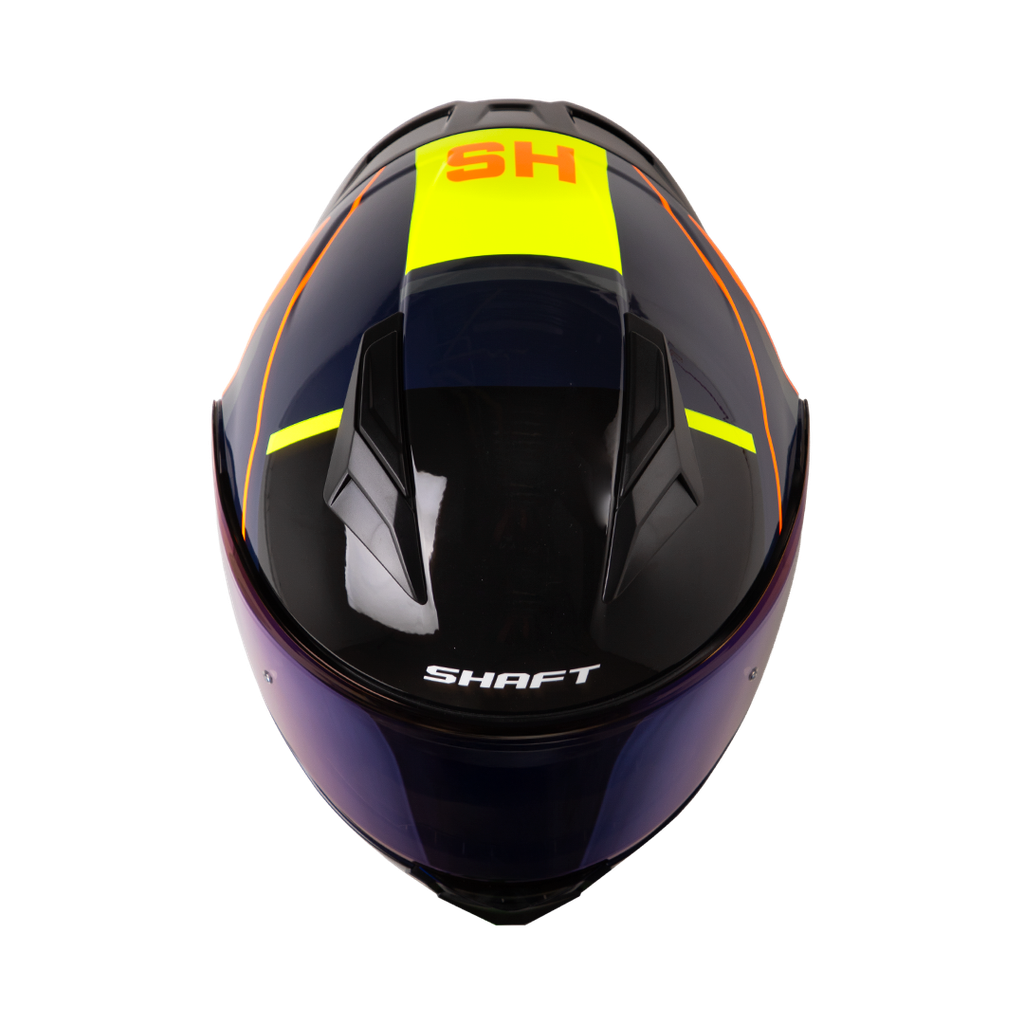 CASCO ABATIBLE SHAFT 3820SP SEVEN AZUL OSCURO NARANJA BRILLO