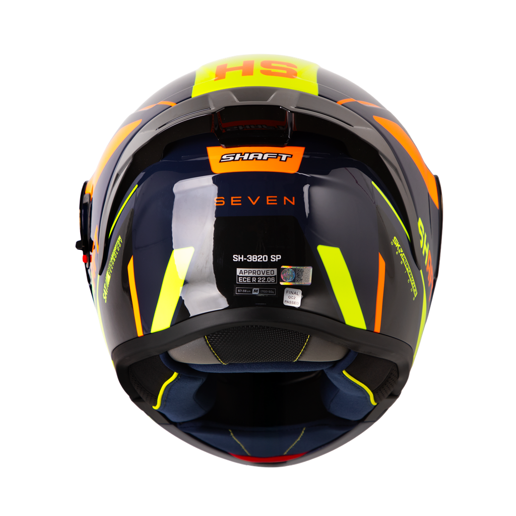 CASCO ABATIBLE SHAFT 3820SP SEVEN AZUL OSCURO NARANJA BRILLO