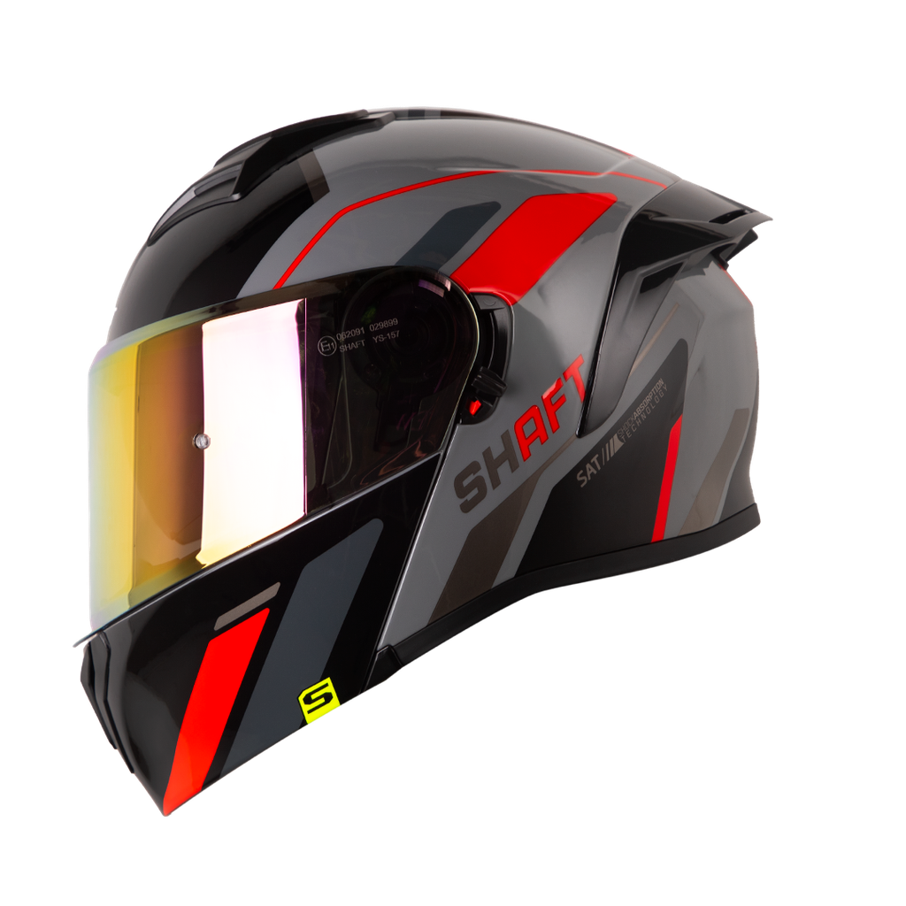 CASCO ABATIBLE SHAFT 3820SP SEVEN GRIS OSCURO ROJO BRILLO