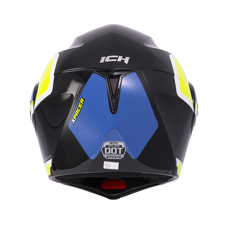 CASCO ABATIBLE ICH 3110 DOBLE VISOR XPACER NEGRO AMARILLO BRILLO VISOR AZUL