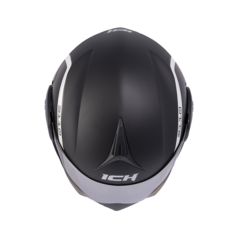 CASCO ABATIBLE ICH 3110 DOBLE VISOR XPACER NEGRO GRIS OSCURO MATE VISOR SILVER