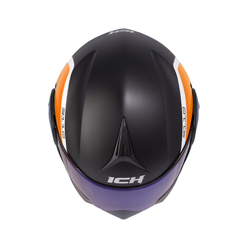 CASCO ABATIBLE ICH 3110 DOBLE VISOR XPACER NEGRO NARANJA MATE VISOR AZUL
