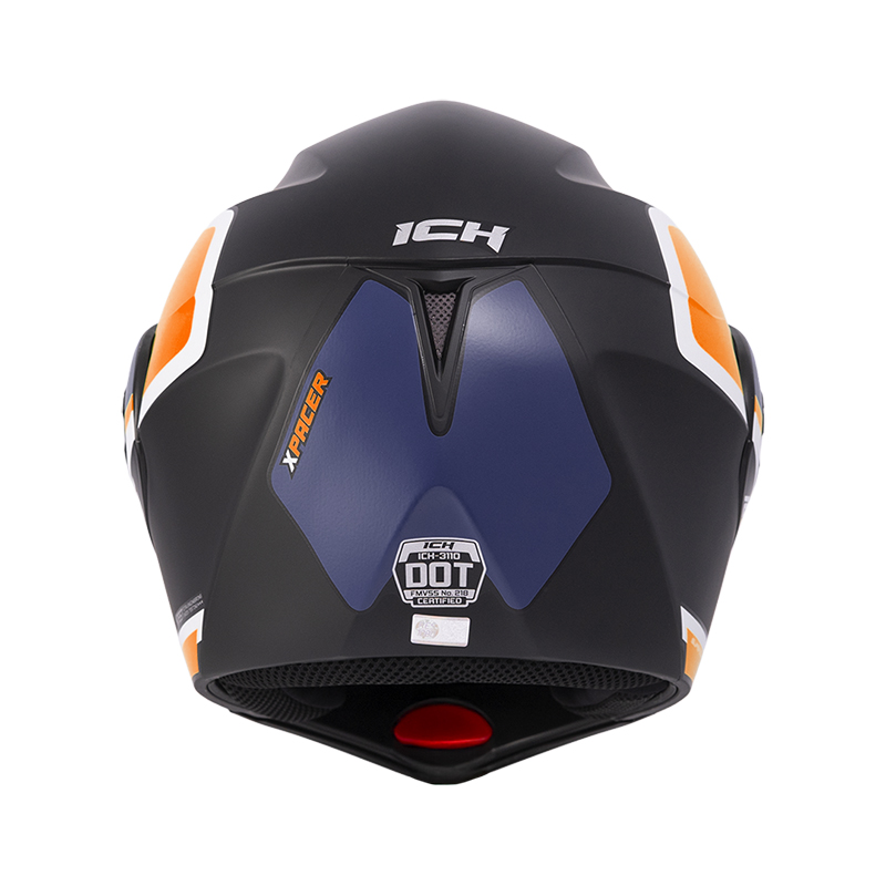 CASCO ABATIBLE ICH 3110 DOBLE VISOR XPACER NEGRO NARANJA MATE VISOR AZUL