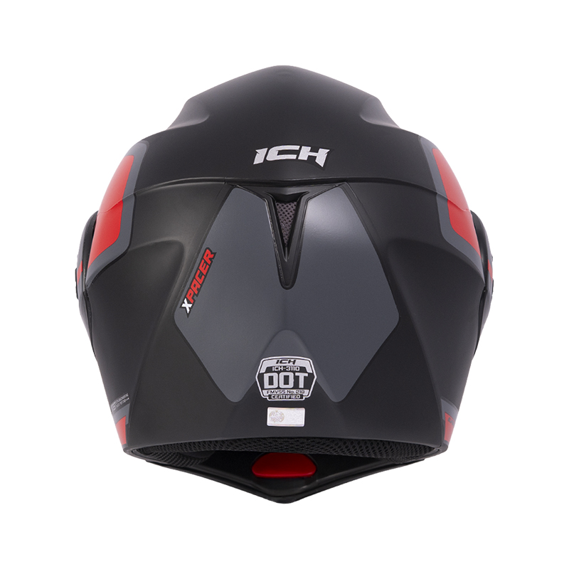 CASCO ABATIBLE ICH 3110 DOBLE VISOR XPACER NEGRO ROJO MATE VISOR NEGRO