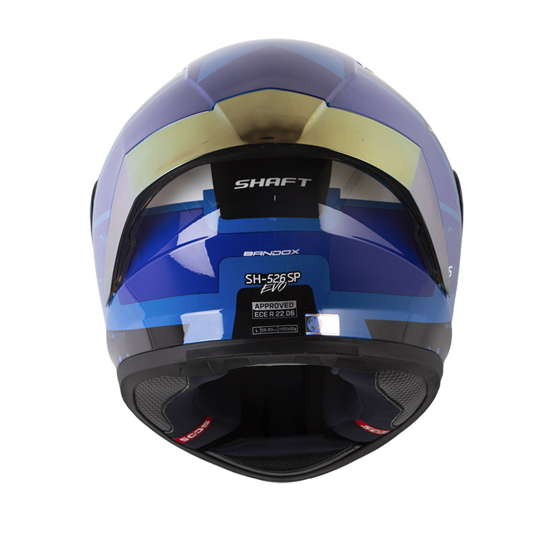 CASCO INTEGRAL SHAFT 526SP EVO BANDOX AZUL BLANCO BRILLO