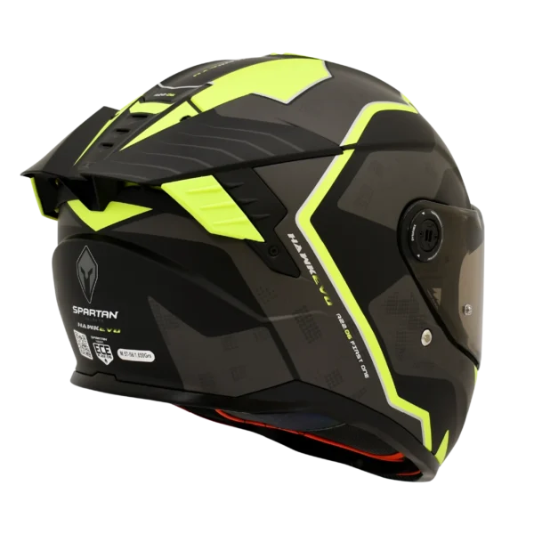 CASCO INTEGRAL SPARTAN DOBLE VISOR HAWK EVO FIRST HIVIZ NEGRO AMARILLO NEON MATE
