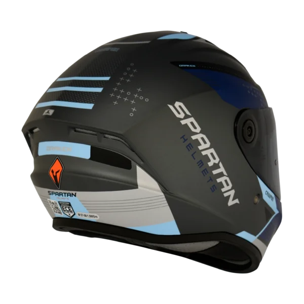 CASCO INTEGRAL SPARTAN DRAKEN CREEPER GRIS AZUL MATE