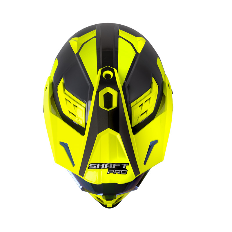 CASCO MULTIPROPOSITO SHAFT PRO MX400 DOBLE VISOR AVENGER GRIS OSCURO AMARILLO BRILLO