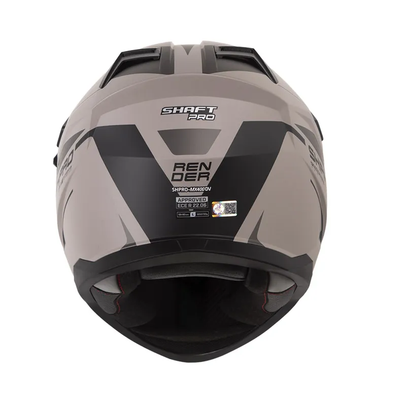 CASCO MULTIPROPOSITO SHAFT PRO MX400 DOBLE VISOR RENDER GRIS CLARO GRIS OSCURO MATE