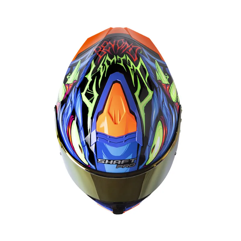CASCO INTEGRAL SHAFT PRO 609 VENOM HORROR NEGRO AZUL BRILLO