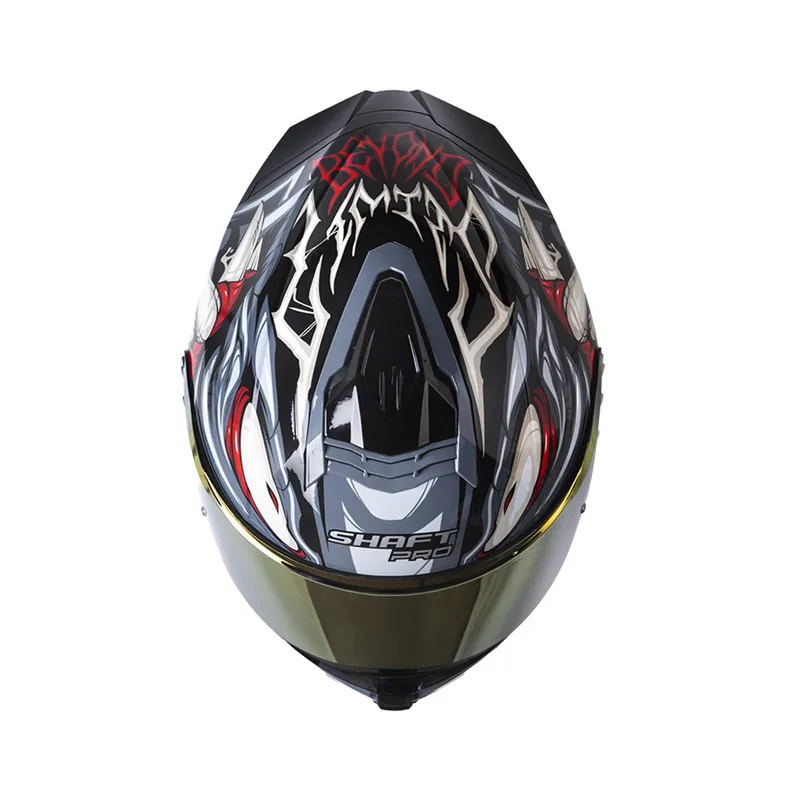 CASCO INTEGRAL SHAFT PRO 609 VENOM HORROR NEGRO GRIS OSCURO BRILLO