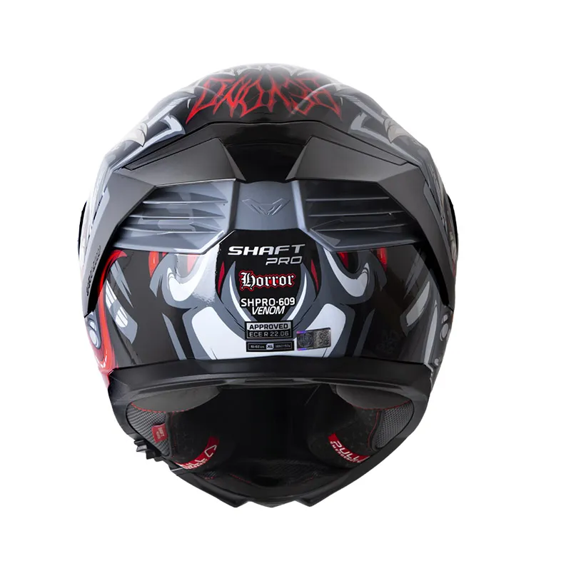 CASCO INTEGRAL SHAFT PRO 609 VENOM HORROR NEGRO GRIS OSCURO BRILLO