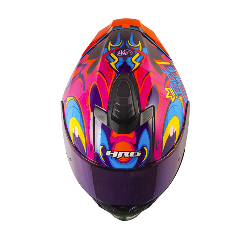 CASCO INTEGRAL HRO 506SP DOGUY MORADO OSCURO NARANJA BRILLO