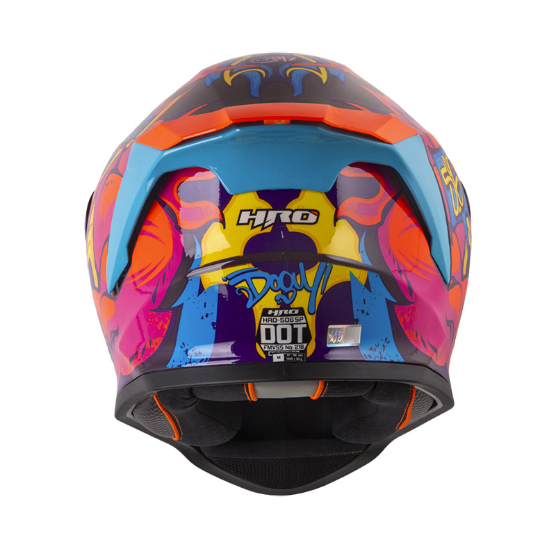 CASCO INTEGRAL HRO 506SP DOGUY MORADO OSCURO NARANJA BRILLO
