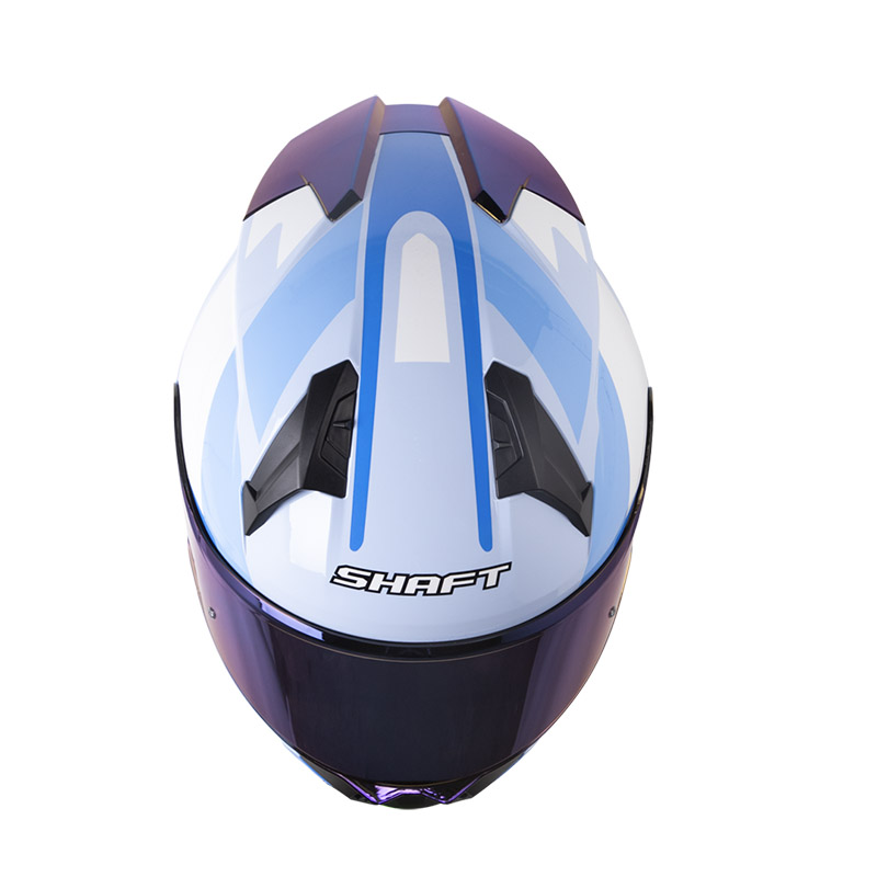 CASCO INTEGRAL SHAFT 560 EVO CRAWLER AZUL CLARO BLANCO BRILLO