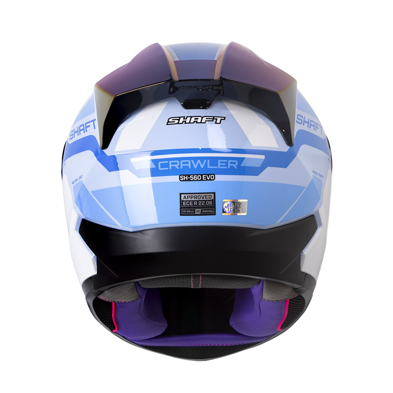 CASCO INTEGRAL SHAFT 560 EVO CRAWLER AZUL CLARO BLANCO BRILLO