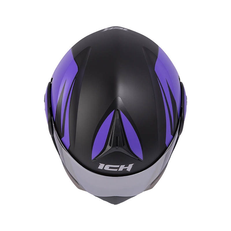 CASCO ABATIBLE ICH 3110 DOBLE VISOR XMAL NEGRO MORADO MATE VISOR SILVER