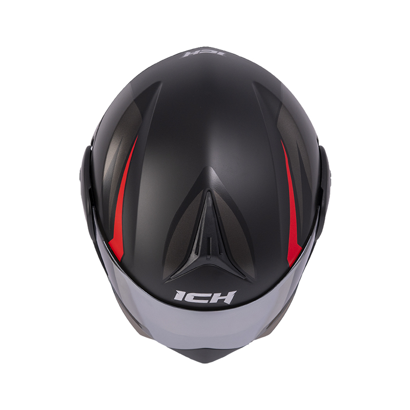 CASCO ABATIBLE ICH 3110 DOBLE VISOR XMAL NEGRO ROJO MATE VISOR SILVER