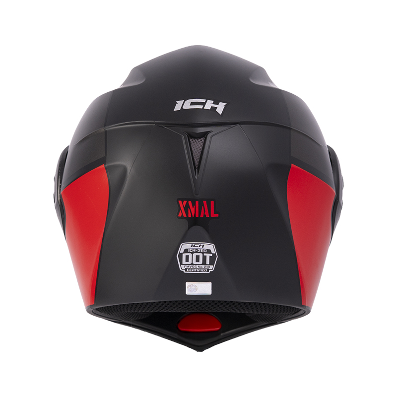 CASCO ABATIBLE ICH 3110 DOBLE VISOR XMAL NEGRO ROJO MATE VISOR SILVER