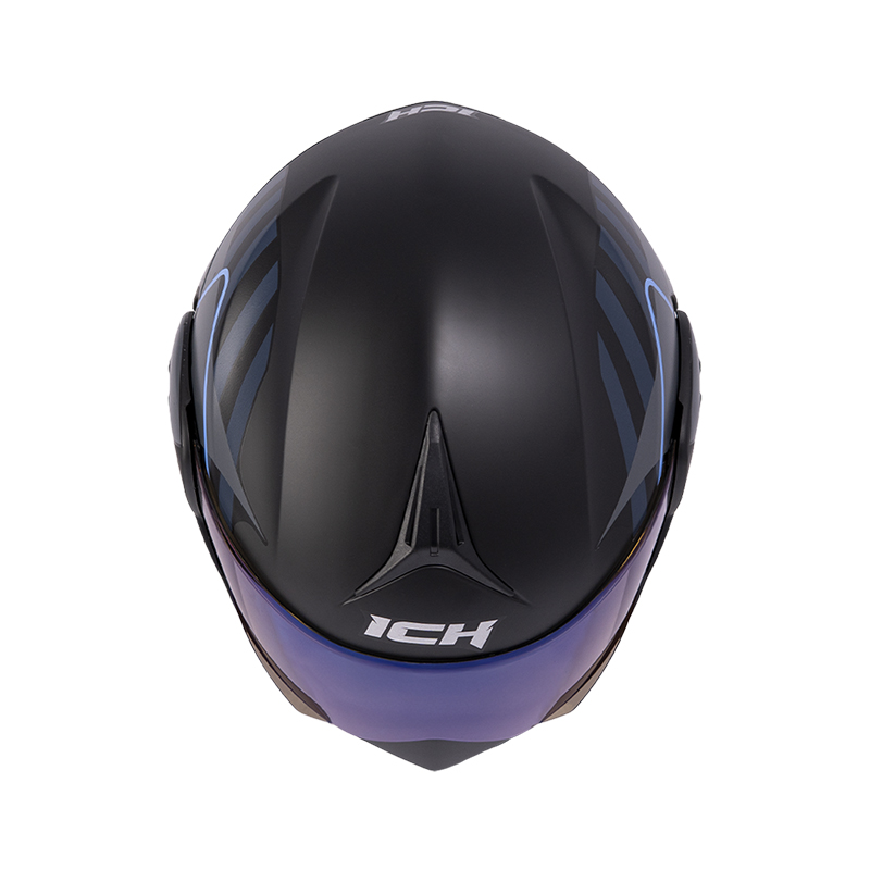 CASCO ABATIBLE ICH 3110 DOBLE VISOR BUZZ NEGRO AZUL MATE VISOR AZUL