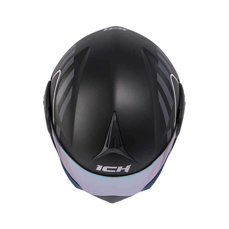 CASCO ABATIBLE ICH 3110 DOBLE VISOR BUZZ NEGRO GRIS CLARO MATE VISOR DORADO