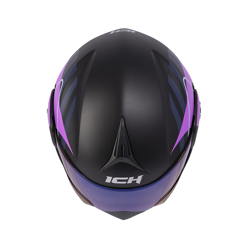 CASCO ABATIBLE ICH 3110 DOBLE VISOR BUZZ NEGRO MORADO CLARO MATE VISOR AZUL