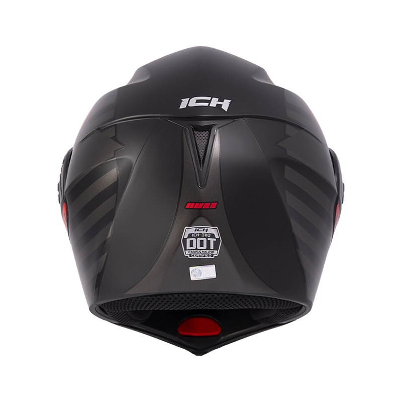 CASCO ABATIBLE ICH 3110 DOBLE VISOR BUZZ NEGRO ROJO MATE VISOR SILVER