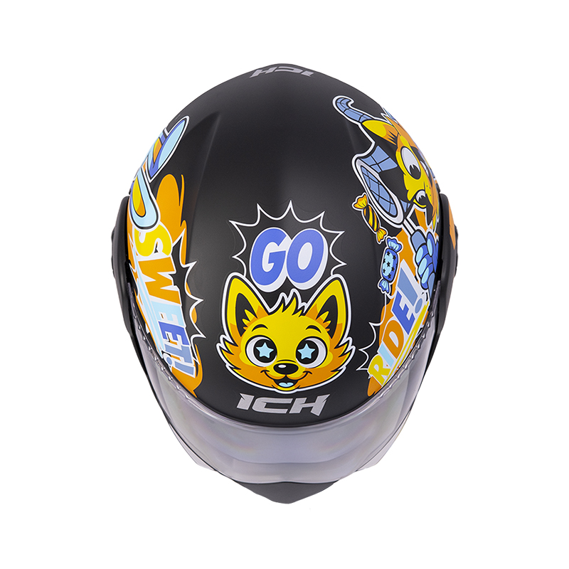 CASCO ABATIBLE ICH 3110S DOBLE VISOR CANDY BRAWL NEGRO AMARILLO MATE VISOR TRANSPARENTE