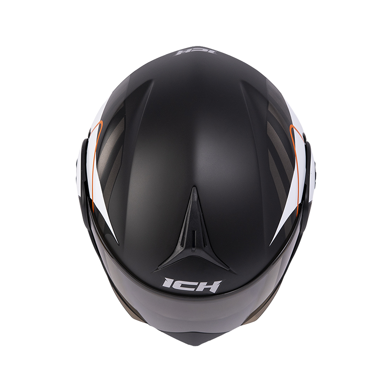 CASCO ABATIBLE ICH 3110 DOBLE VISOR BUZZ NEGRO NARANJA MATE VISOR NEGRO