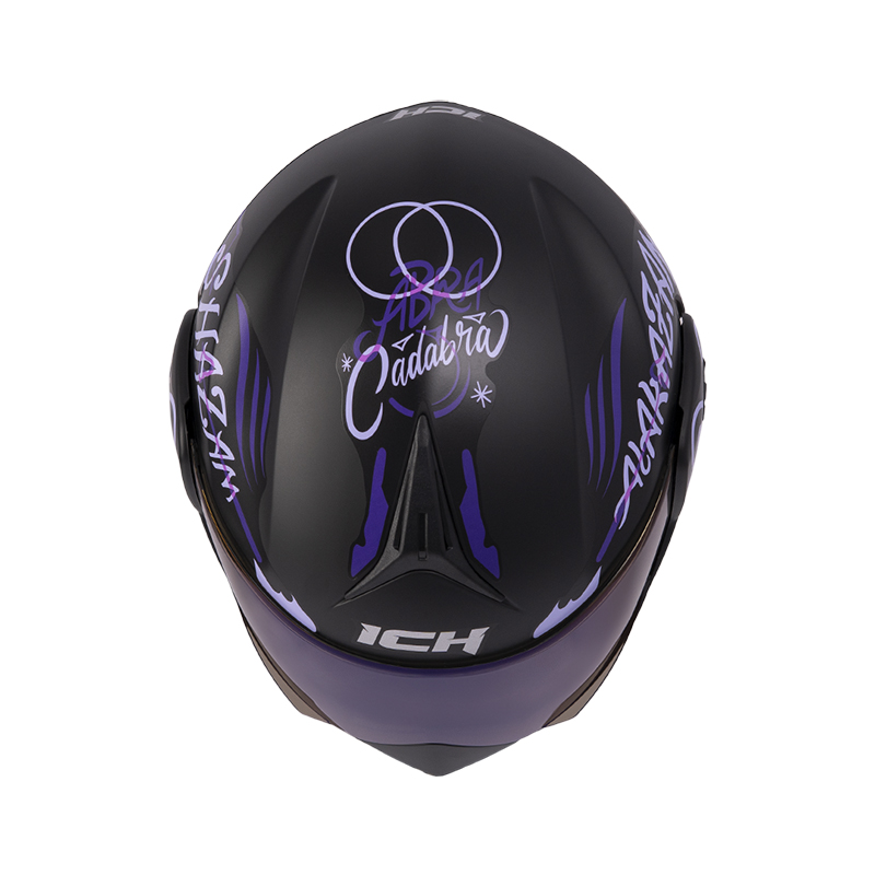 CASCO ABATIBLE ICH 3110 DOBLE VISOR MAGIC NEGRO MORADO CLARO MATE VISOR AZUL