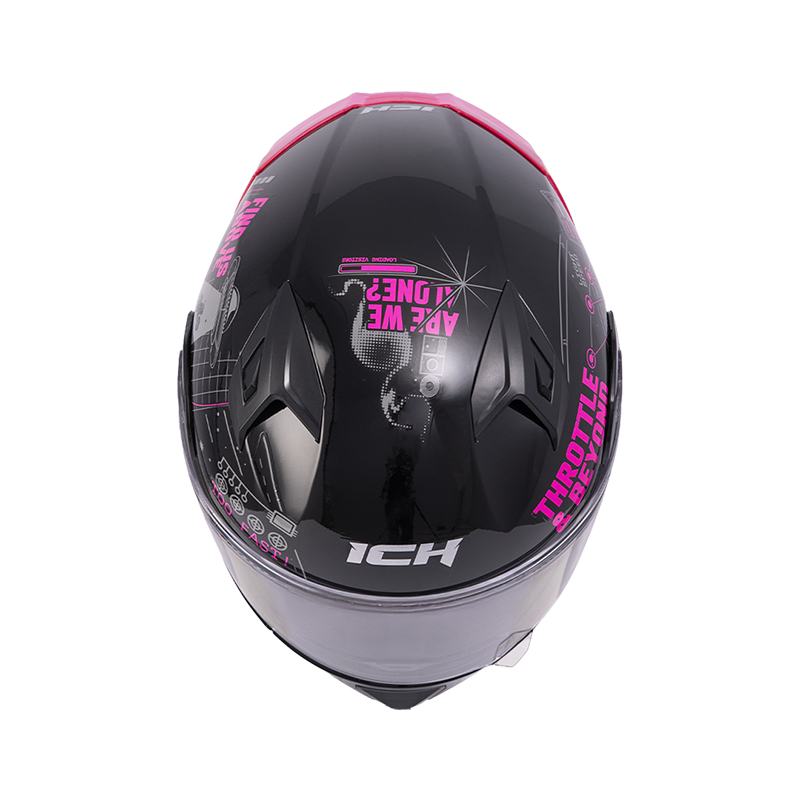 CASCO ABATIBLE ICH 3120 DOBLE VISOR INFINITY NEGRO FUCSIA BRILLO VISOR TRANSPARENTE