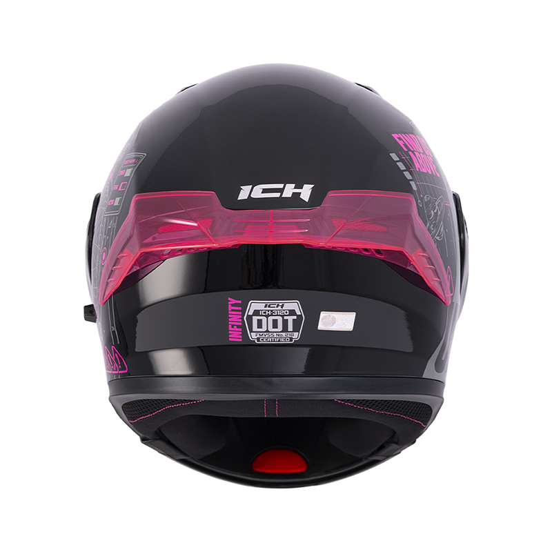 CASCO ABATIBLE ICH 3120 DOBLE VISOR INFINITY NEGRO FUCSIA BRILLO VISOR TRANSPARENTE