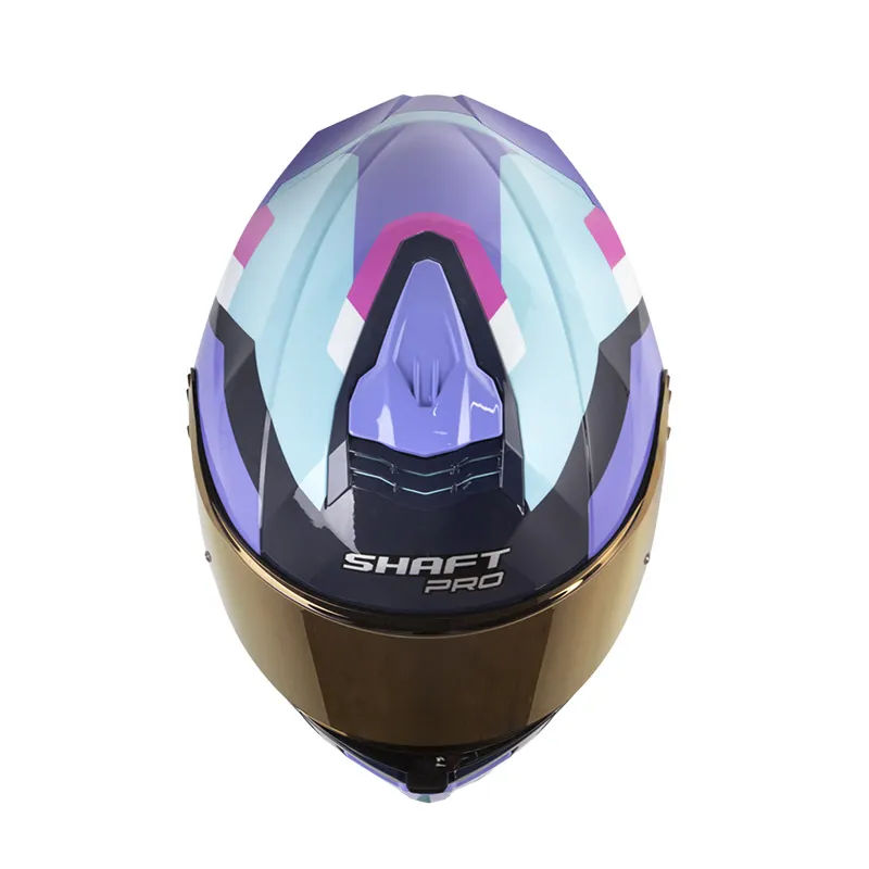 CASCO INTEGRAL SHAFT PRO 609 DOBLE VISOR EIRES AZUL CLARO MORADO CLARO BRILLO