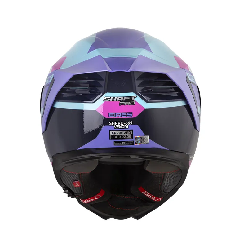 CASCO INTEGRAL SHAFT PRO 609 DOBLE VISOR EIRES AZUL CLARO MORADO CLARO BRILLO
