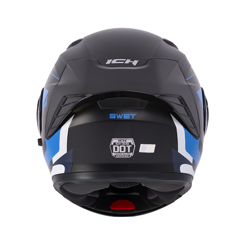 CASCO ABATIBLE ICH 3130 DOBLE VISOR SWET NEGRO AZUL MATE VISOR AZUL