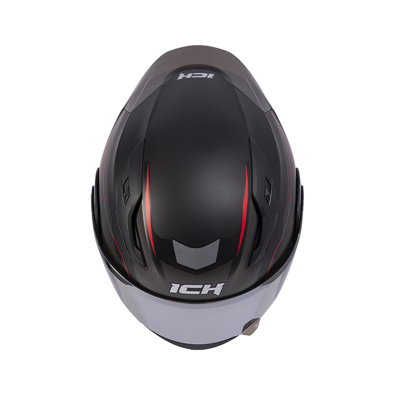 CASCO ABATIBLE ICH 3130 DOBLE VISOR SWET NEGRO ROJO MATE VISOR SILVER