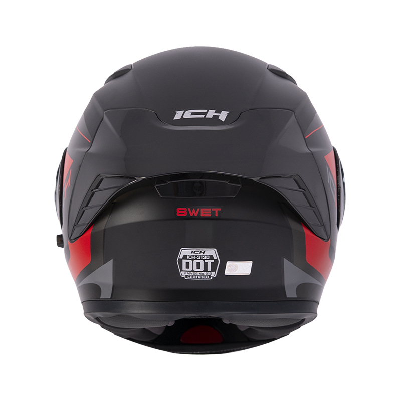 CASCO ABATIBLE ICH 3130 DOBLE VISOR SWET NEGRO ROJO MATE VISOR SILVER