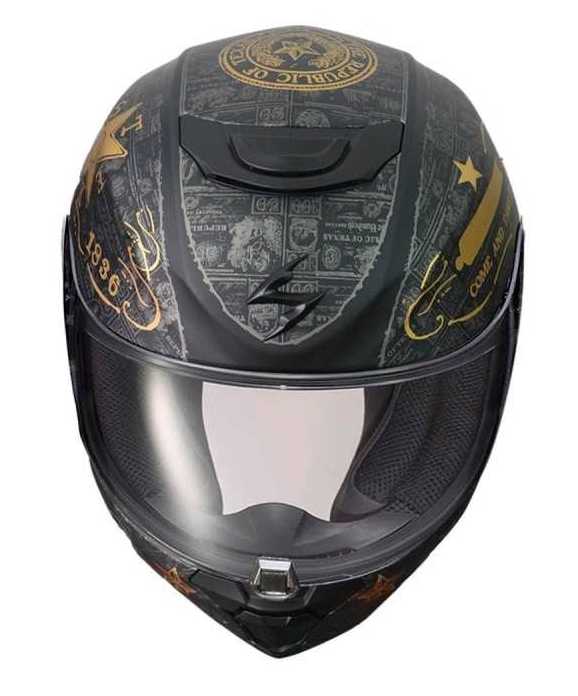CASCO INTEGRAL SCORPION R420 LONE STAR NEGRO DORADO MATE