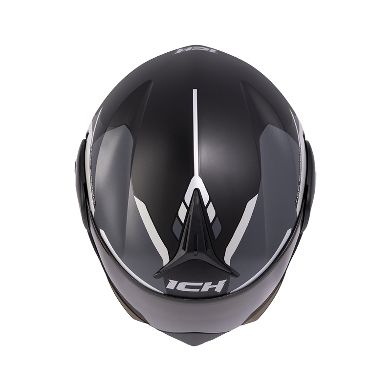 CASCO ABATIBLE ICH 3110 DOBLE VISOR KHAM NEGRO GRIS OSCURO SILVER MATE VISOR NEGRO