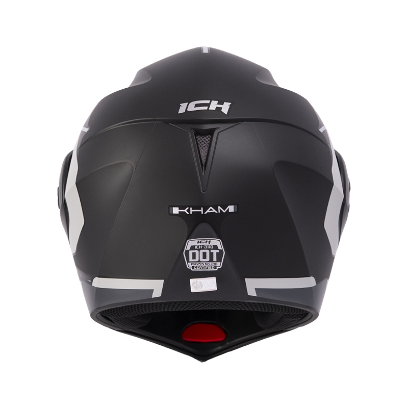 CASCO ABATIBLE ICH 3110 DOBLE VISOR KHAM NEGRO GRIS OSCURO SILVER MATE VISOR NEGRO