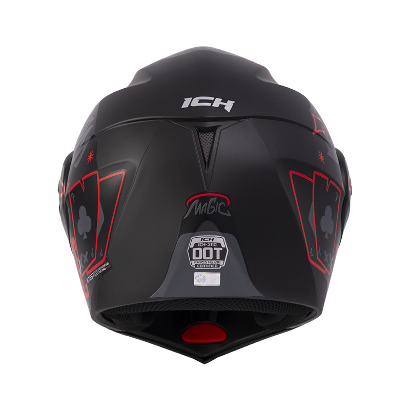 CASCO ABATIBLE ICH 3110 DOBLE VISOR MAGIC NEGRO GRIS OSCURO ROJO MATE VISOR NEGRO