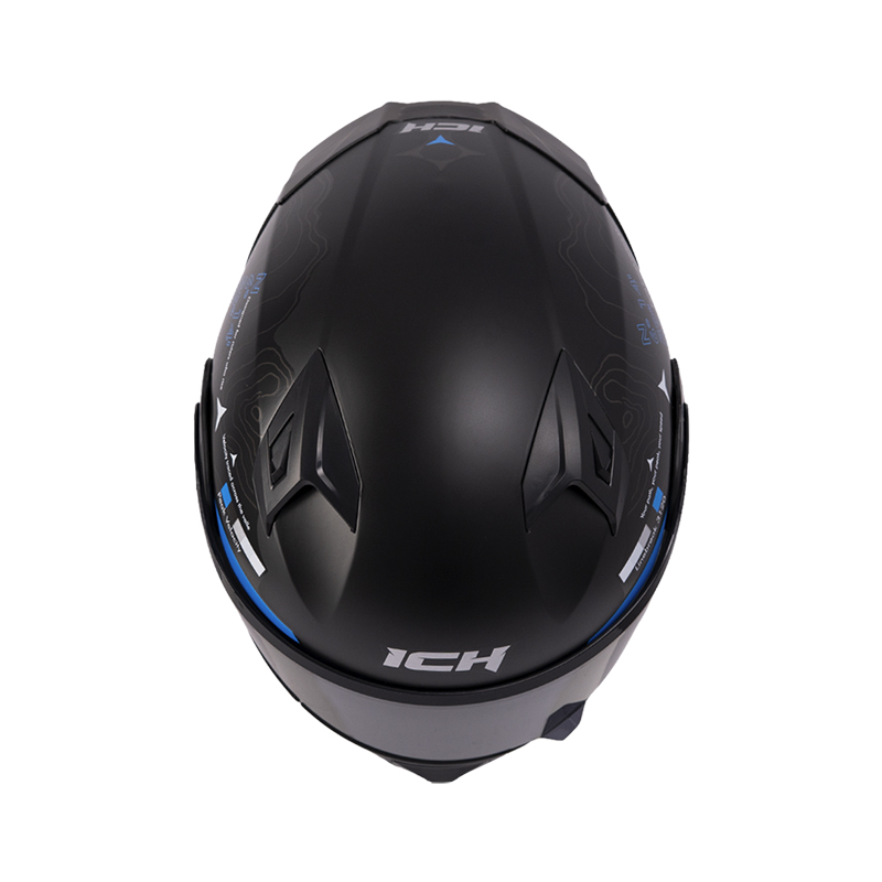 CASCO ABATIBLE ICH 3120 DOBLE VISOR TOPORIDER NEGRO AZUL GRIS MATE VISOR NEGRO