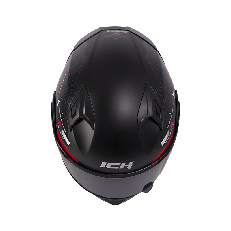CASCO ABATIBLE ICH 3120 DOBLE VISOR TOPORIDER NEGRO ROJO GRIS MATE VISOR NEGRO