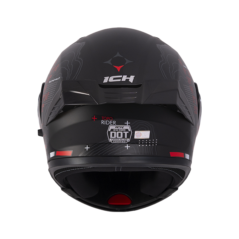 CASCO ABATIBLE ICH 3120 DOBLE VISOR TOPORIDER NEGRO ROJO GRIS MATE VISOR NEGRO