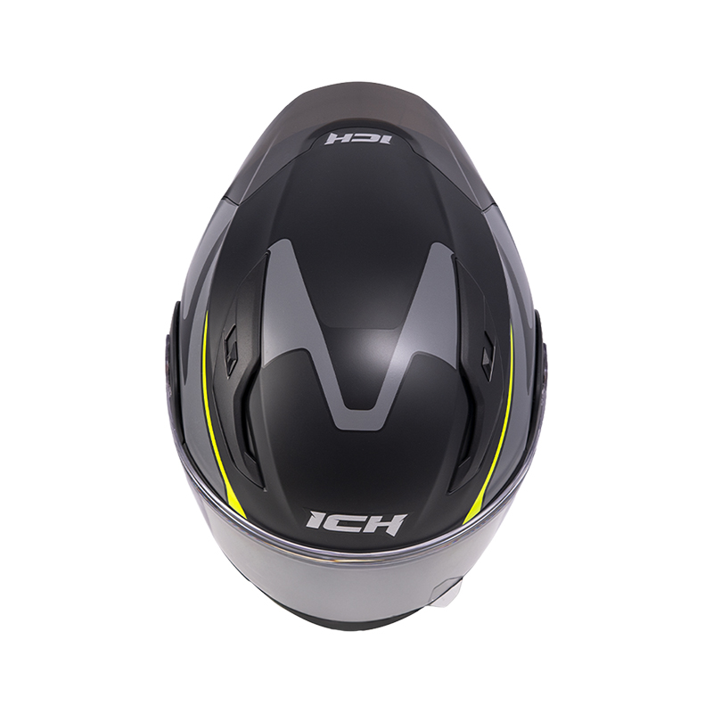 CASCO ABATIBLE ICH 3130 DOBLE VISOR COMPLEX NEGRO AMARILLO MATE VISOR TRANSPARENTE