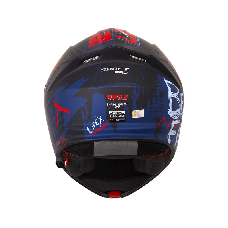 CASCO ABATIBLE SHAFT PRO 4000 EVO DOBLE VISOR HUSTLE AZUL OSCURO ROJO MATE
