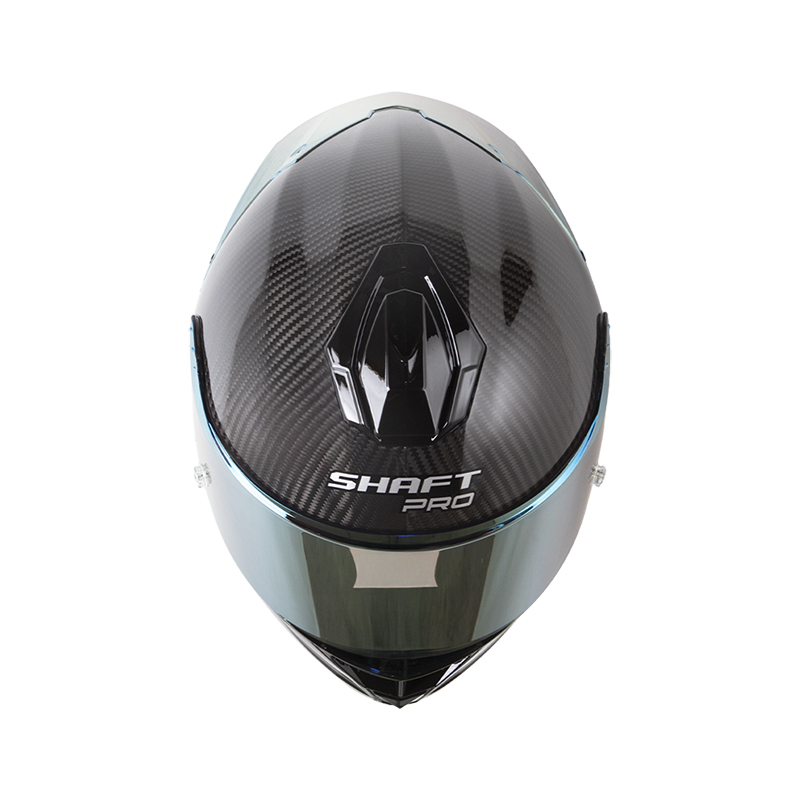 CASCO INTEGRAL SHAFT PRO 620 CARBON EVO 3K SOLID NEGRO SILVER BRILLO VISOR DORADO SPOILER AZUL