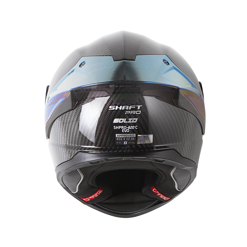 CASCO INTEGRAL SHAFT PRO 620 CARBON EVO 3K SOLID NEGRO SILVER BRILLO VISOR DORADO SPOILER AZUL