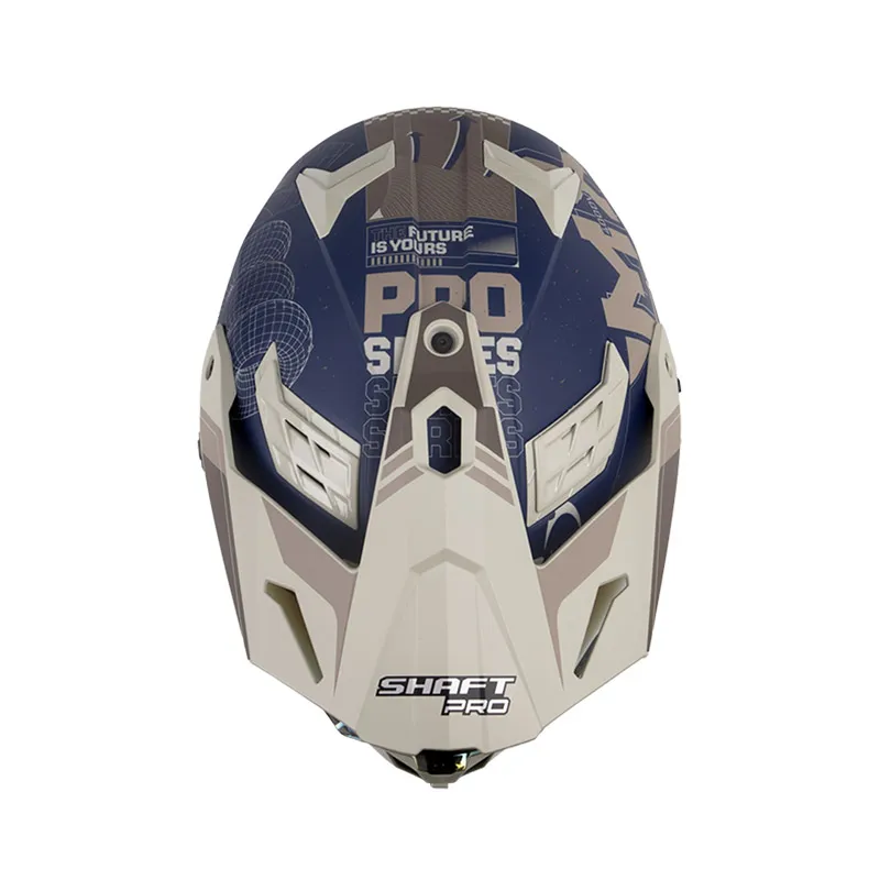 CASCO MULTIPROPOSITO SHAFT PRO MX400 DOBLE VISOR CRYPTONE AZUL OSCURO ARENA OSCURO MATE